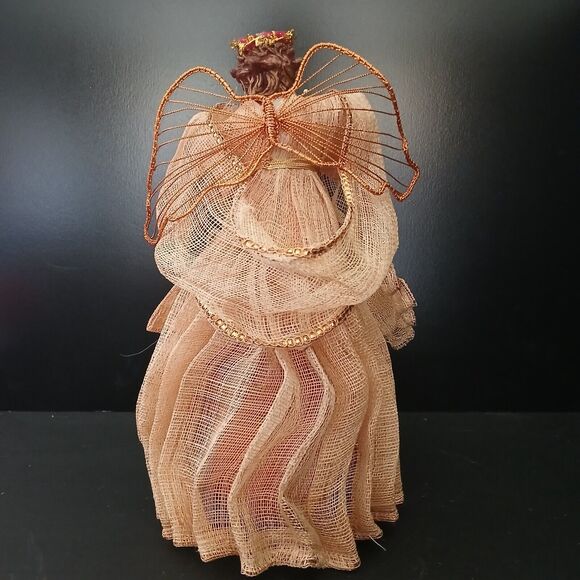 Sinamay Angel Christmas Tree Topper 11.5 Tall Holiday Ornament Figurine Decor - Picture 7 of 10